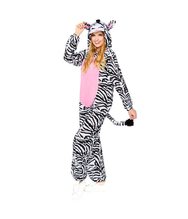 Zebra Onesie Met Capuchon Volwassenen
