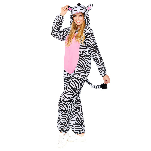 Zebra Onesie Met Capuchon Volwassenen - Onesize M/L