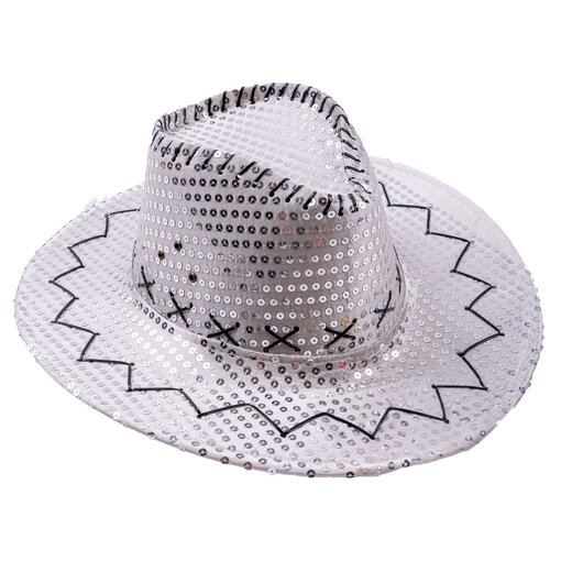 Hoed Cowboy Sequin Zilver