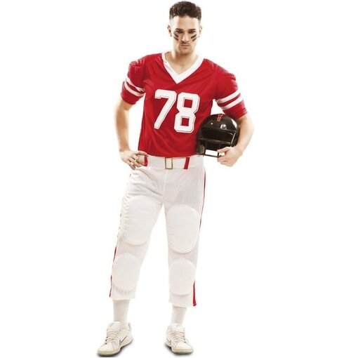 Rugby Speler Rood/Wit Kostuum Victor