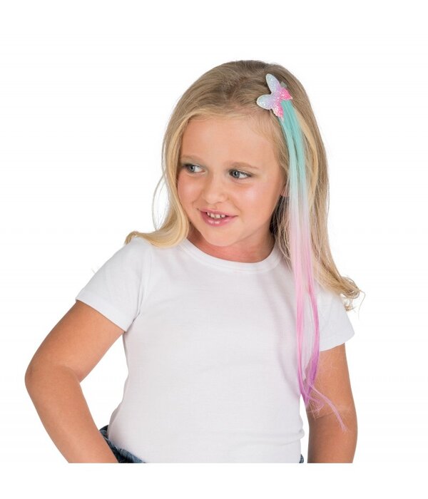 Vlinder Haarclip Met Blauw/Roze Haar