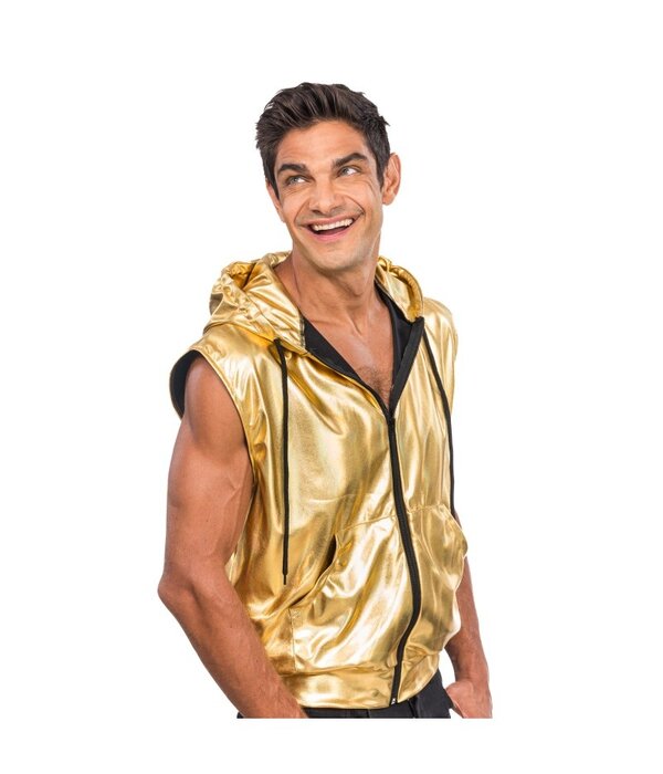 Gouden Mouwloos Jasje Met Capuchon