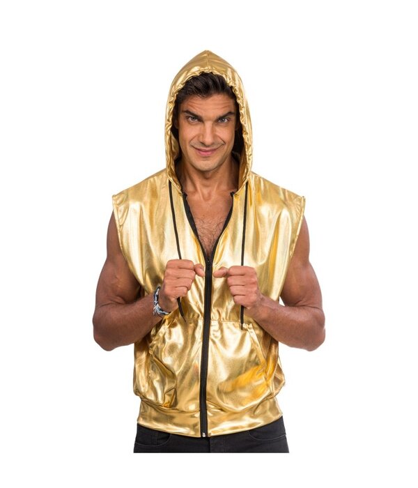 Gouden Mouwloos Jasje Met Capuchon