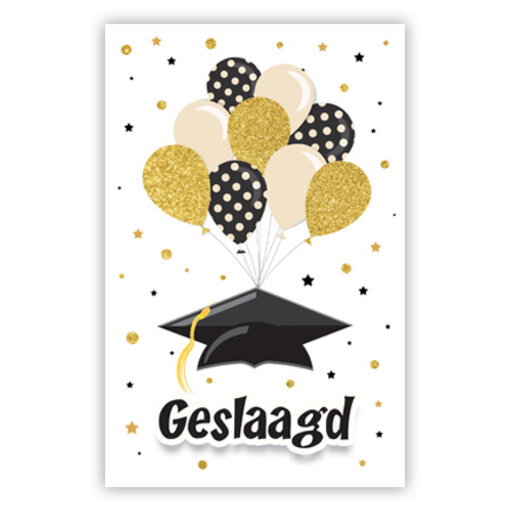 Wenskaart Geslaagd met Glitter