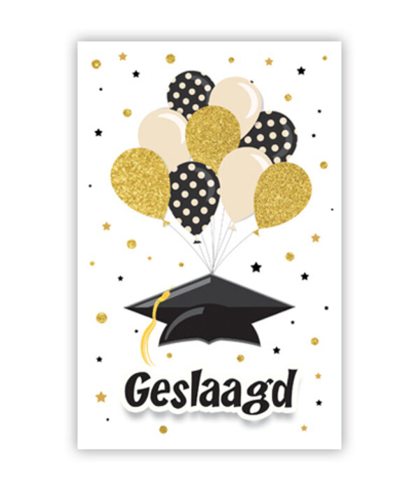 Wenskaart Geslaagd met Glitter