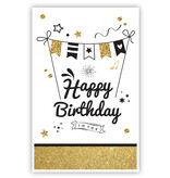 Happy Birthday Kaart Vlaggetjes tussen stokken