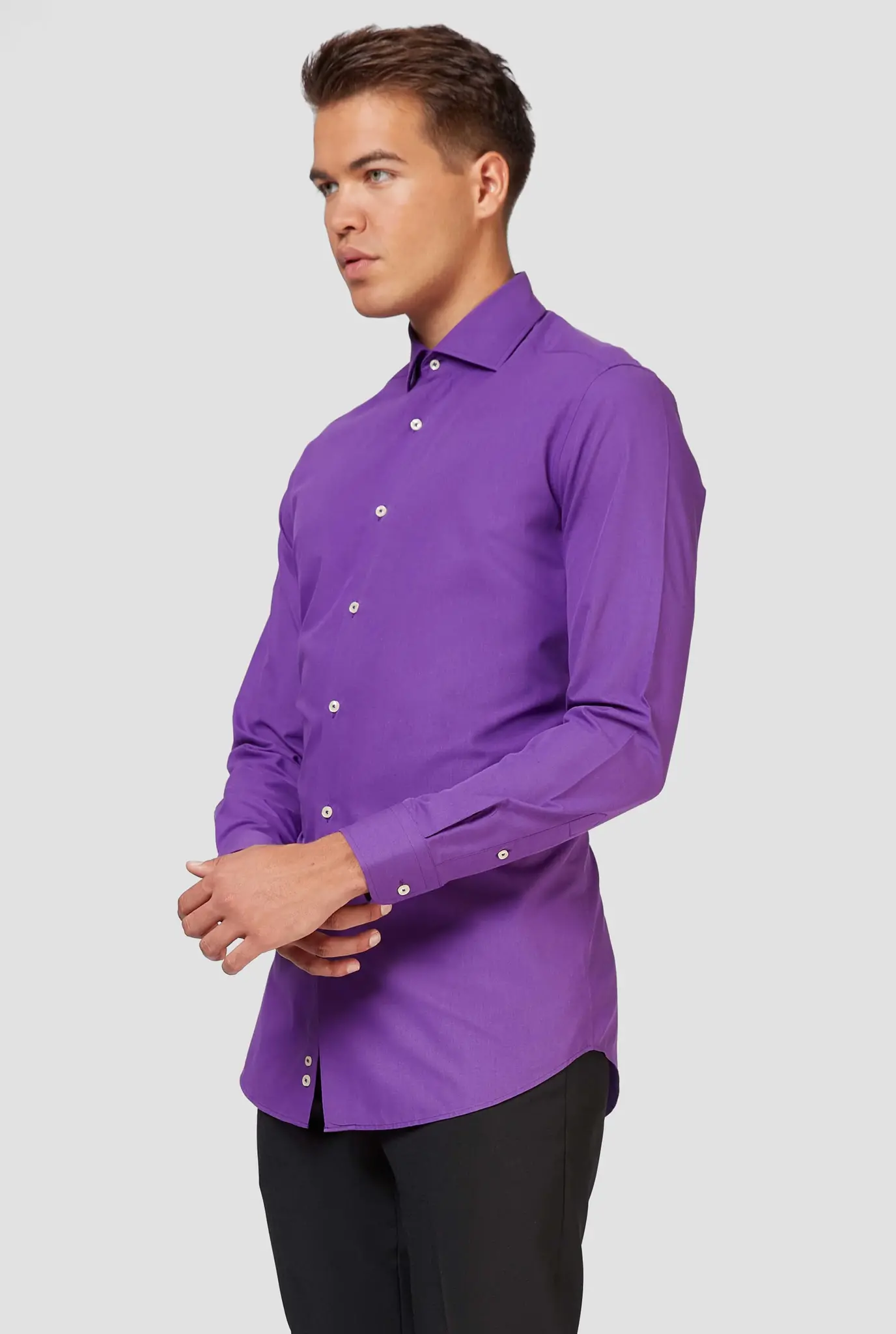 OppoSuits Purple Prince Shirt - Heren Overhemd - Casual Effen Gekleurd - Paars - Maat EU 45/46