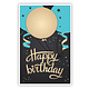 Kaart Happy Birthday Blauw/Goud Ballonnen