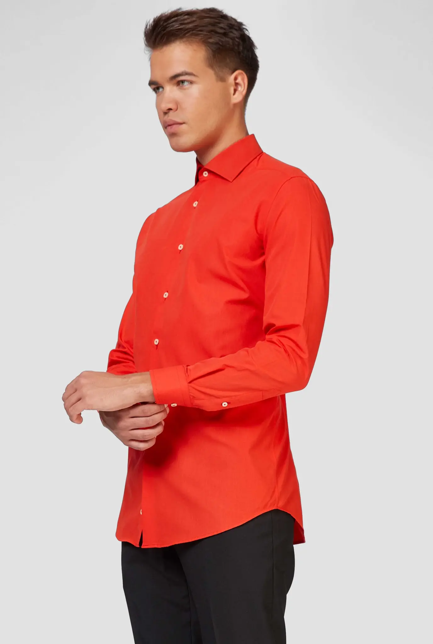 OppoSuits Red Devil Shirt - Heren Overhemd - Casual Effen Gekleurd - Rood - Maat EU 47/48
