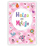 Geboortekaart Hoera Een Meisje Roze Gestanst