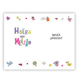 Geboortekaart Hoera Een Meisje Roze Gestanst