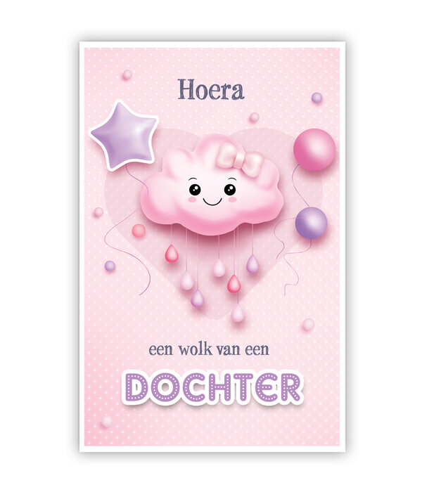 Geboortekaart Roze Een Wolk van een Dochter