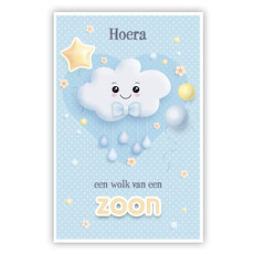 Geboortekaart Blauwe Wolk Hoera Een Jongen