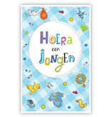 Wenskaart Hoera Een Jongen Blauw Gestanst