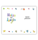 Wenskaart Hoera Een Jongen Blauw Gestanst