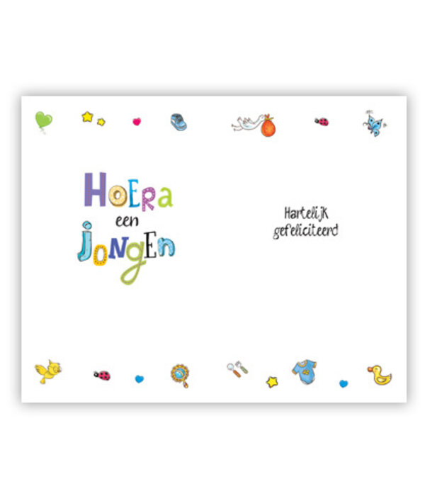 Wenskaart Hoera Een Jongen Blauw Gestanst