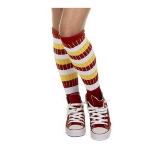 Kousen overknee rood/wit/geel