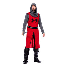 Middeleeuwse Ridder Kostuum Rood/Grijs Premium