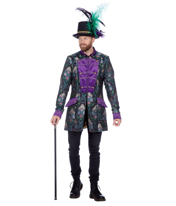 Luxe Jas Jacquard Groen/Paars Heren