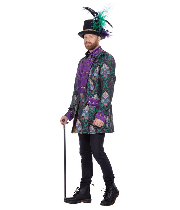 Luxe Jas Jacquard Groen/Paars Heren