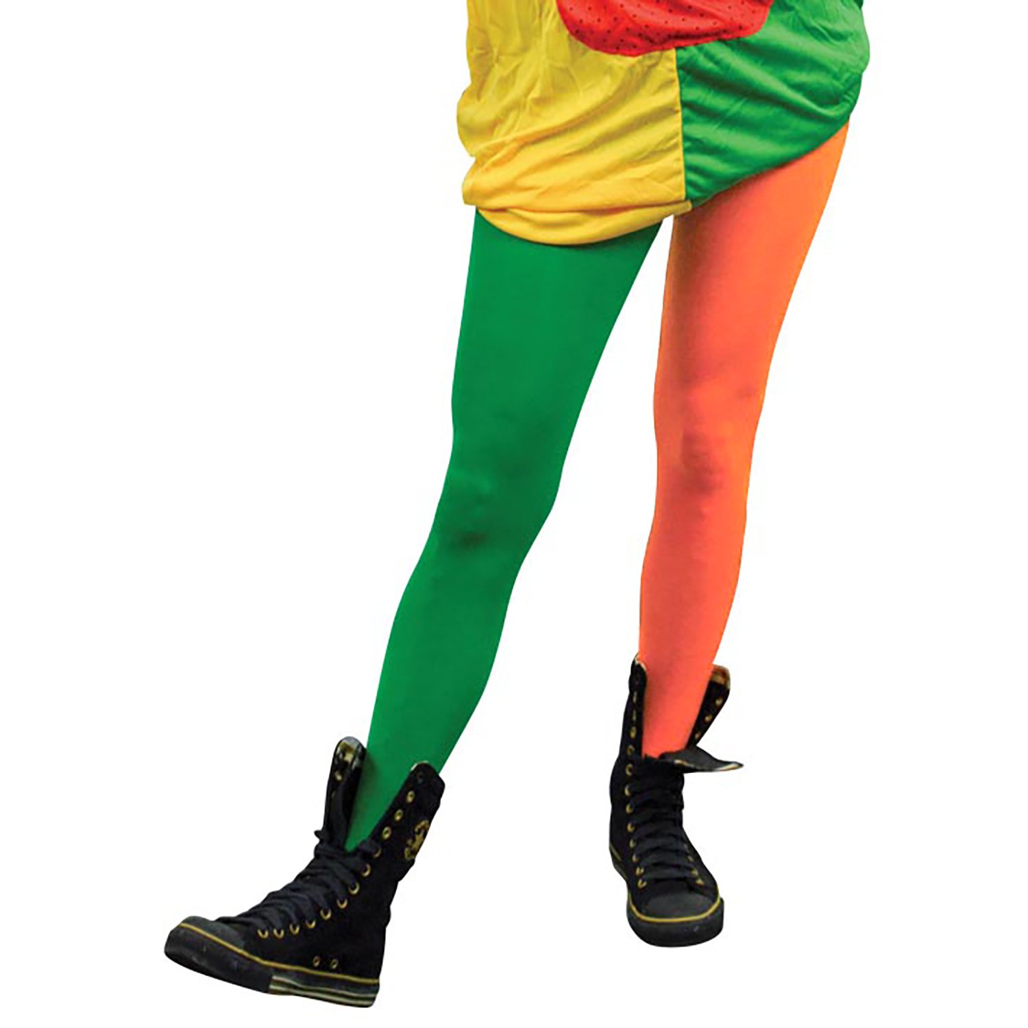 Panty Pippi Langkous oranje-groen | Maat XL