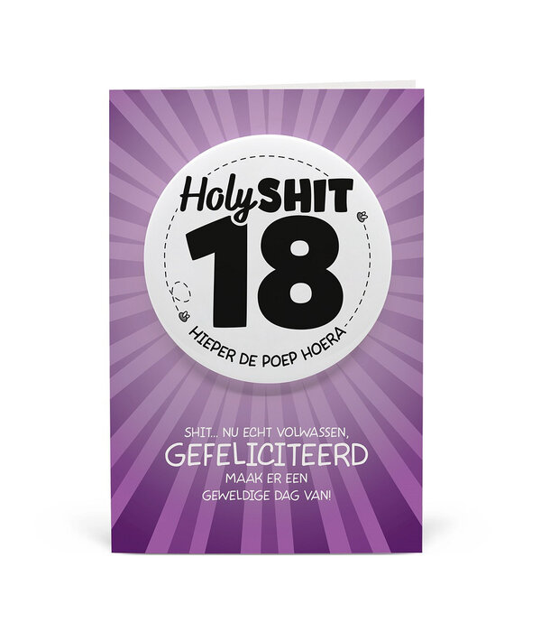 Button Verjaardag Kaart Holy Shit 18 Jaar