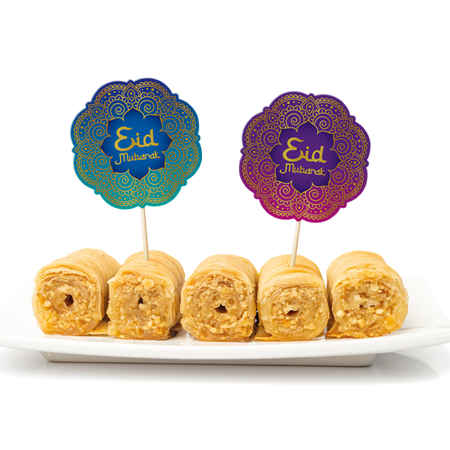 Feest Prikkers Eid Mubarak Paars/Blauw (12st) afbeelding