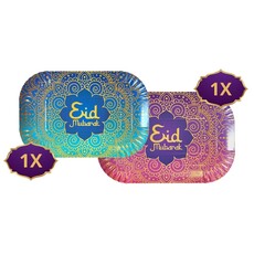 Eid Mubarak Dienblad Paars/Blauw (2st)