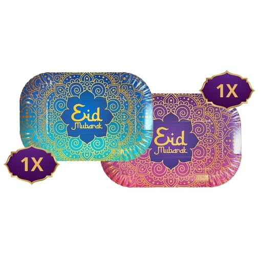 Eid Mubarak Dienblad Paars/Blauw (2st)