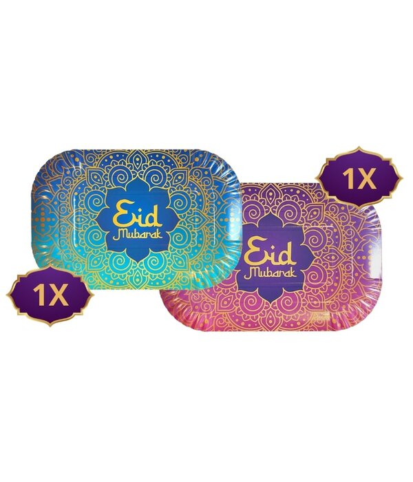Eid Mubarak Dienblad Paars/Blauw (2st)