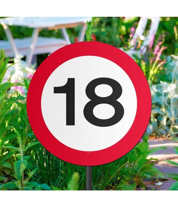Tuinbord Verkeersbord 18 jaar