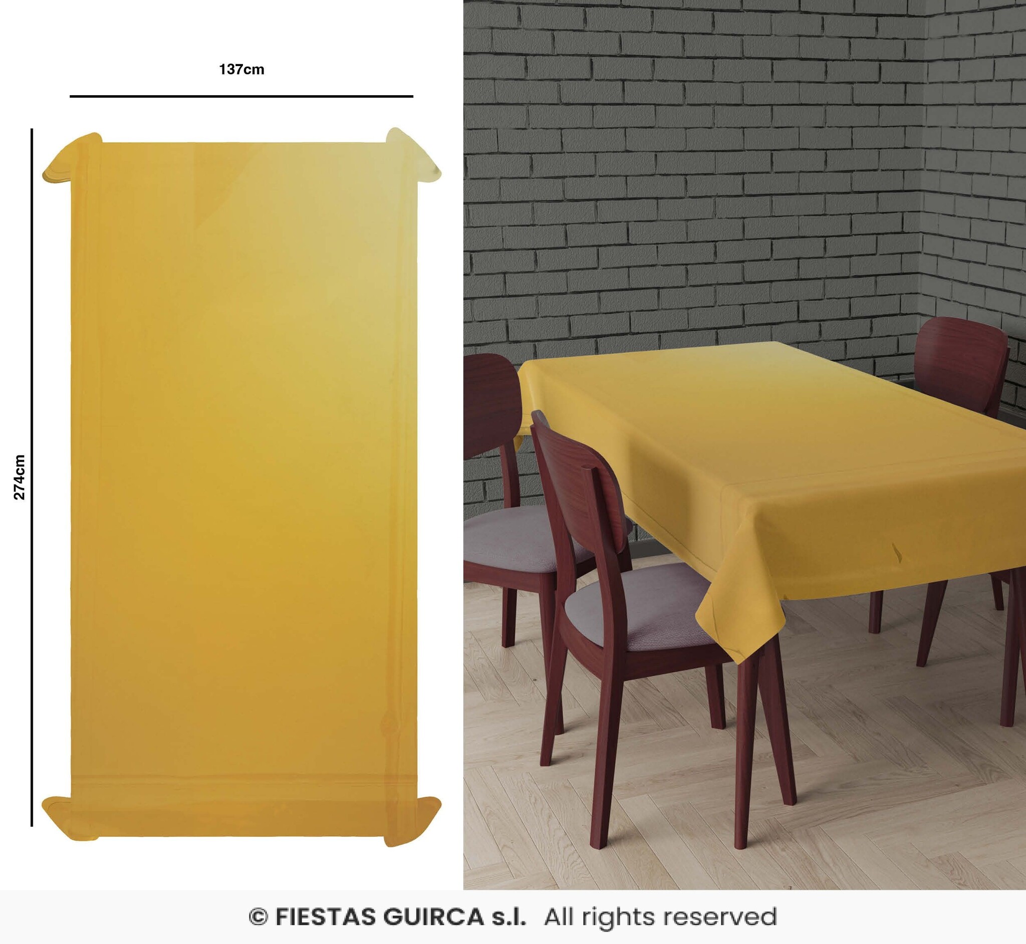 Tafelkleed Goud Folie (137x274cm) afbeelding