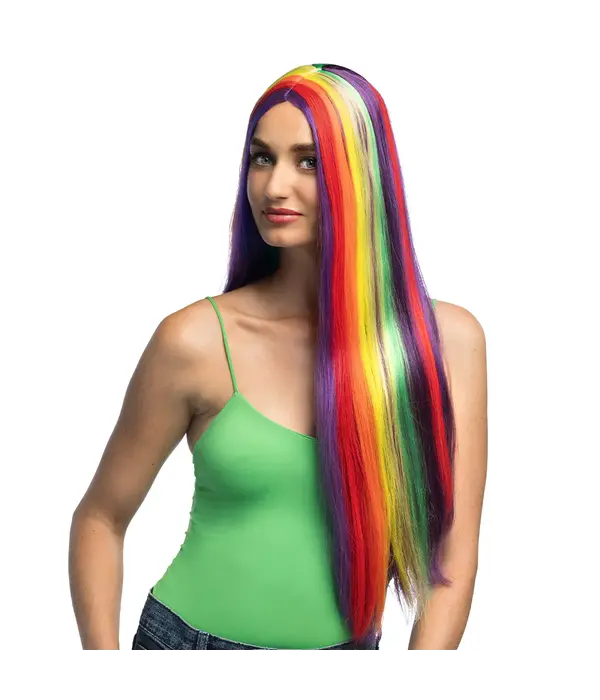 Pruik Unity Regenboog Lang