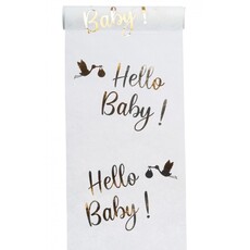 Elegante Tafelloper Hello Baby Metallic Goud (5m)