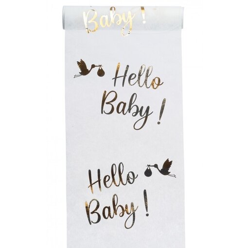 Elegante Tafelloper Hello Baby Metallic Goud (5m)