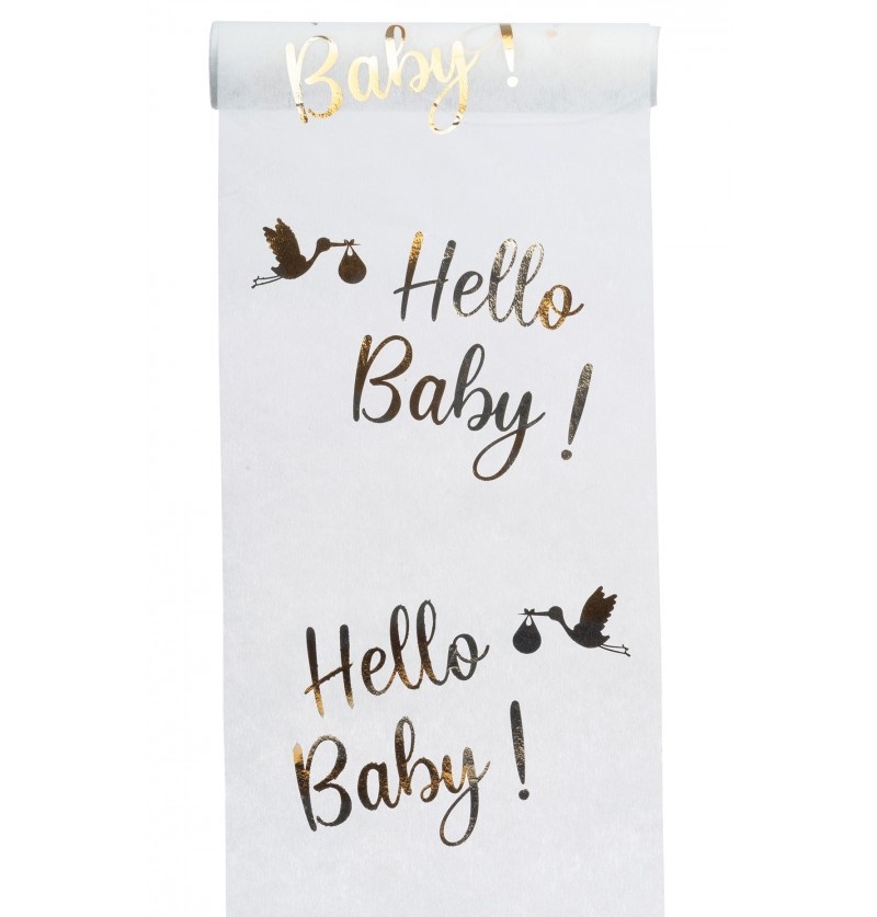 Elegante Tafelloper Hello Baby Metallic Goud (5m) afbeelding