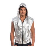 Zilveren Mouwloze Jas Met Capuchon