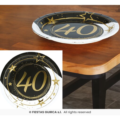 Bordjes 40 Jaar Zwart & Goud Chique