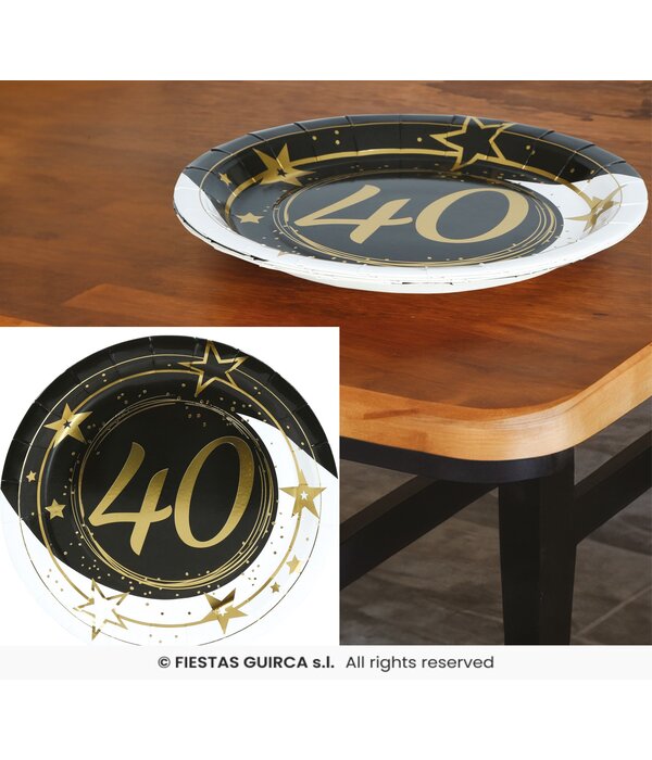 Bordjes 40 Jaar Zwart & Goud Chique