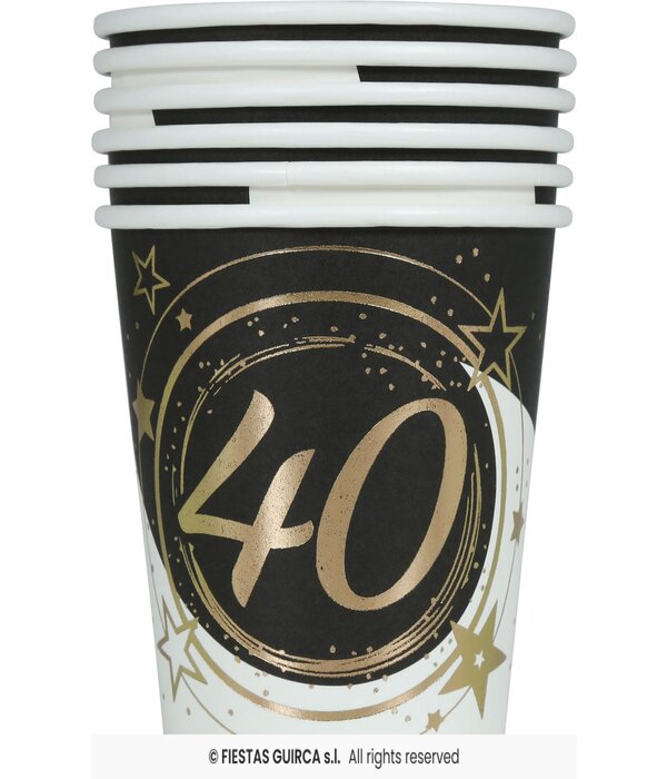 Bekertjes 40 Jaar Zwart & Goud Chique