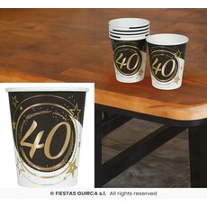 Bekertjes 40 Jaar Zwart & Goud Chique