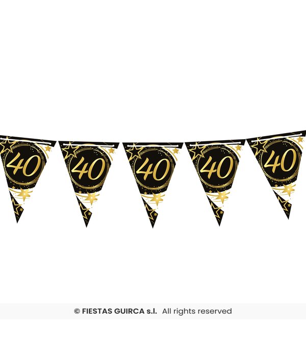 Vlaggenlijn 40 Jaar Zwart & Goud Chique