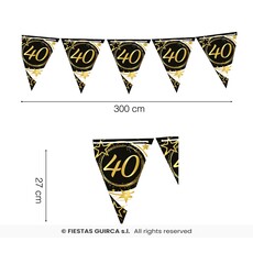 Vlaggenlijn 40 Jaar Zwart & Goud Chique