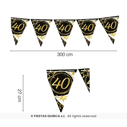 Vlaggenlijn 40 Jaar Zwart & Goud Chique