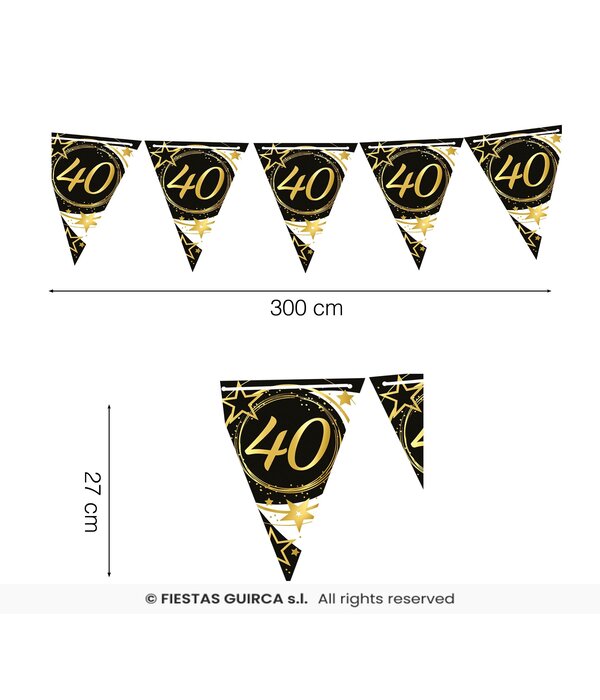 Vlaggenlijn 40 Jaar Zwart & Goud Chique