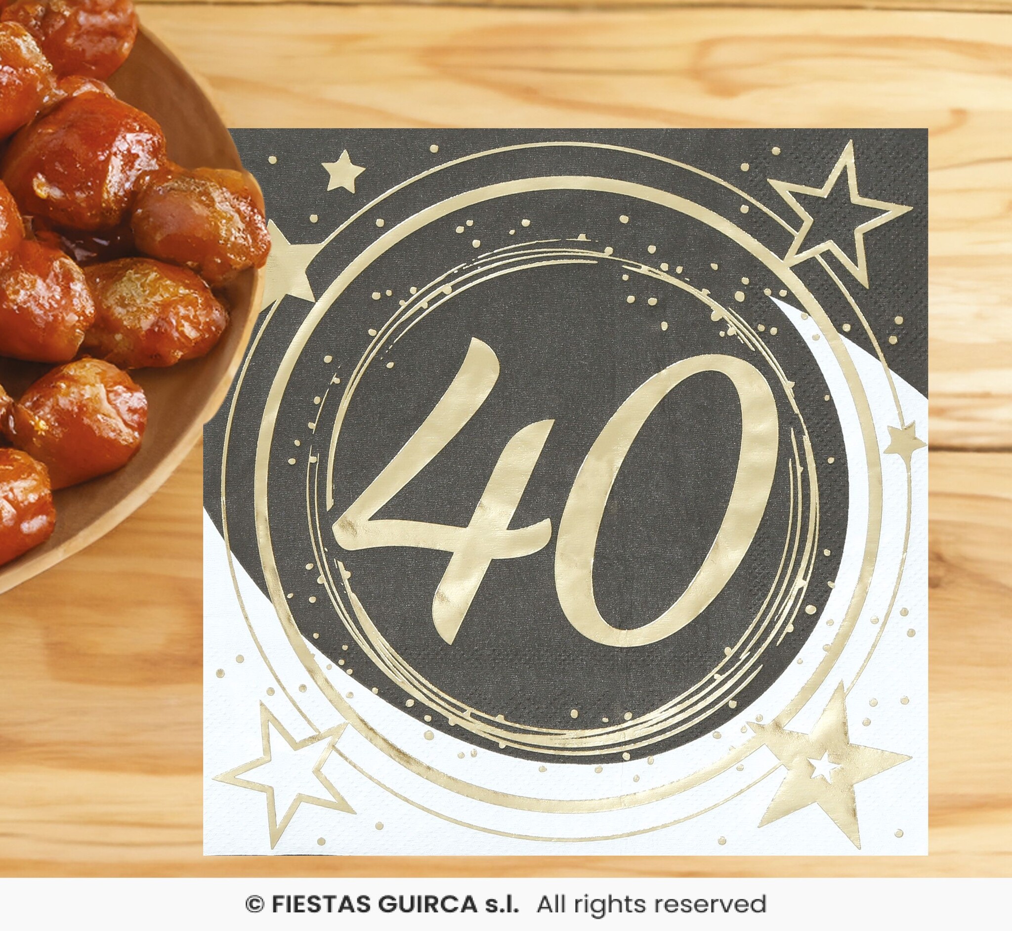 Servetten 40 Jaar Zwart & Goud Chique afbeelding