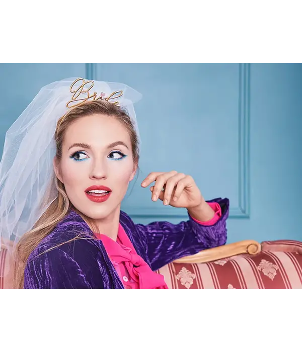 Tiara met Sluier Bride Goud