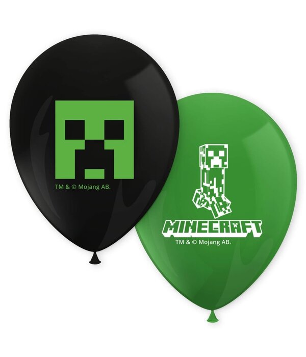 Bedrukte Minecraft Ballonnen Creeper 30cm (8st)