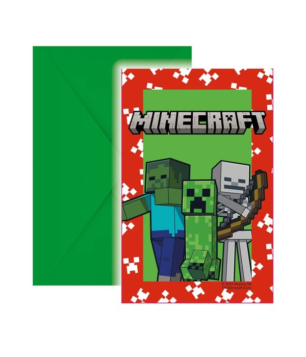 Minecraft Uitnodigingen Met Enveloppe (6st)