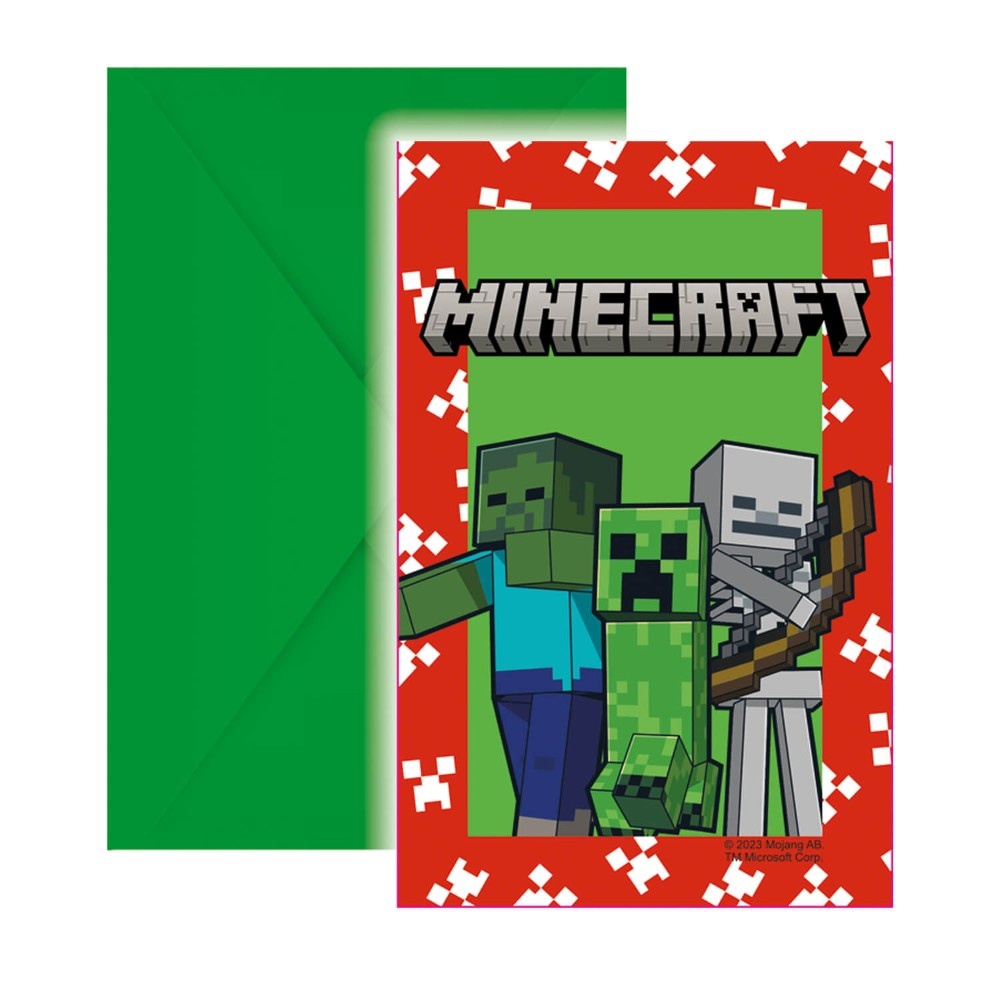Minecraft Uitnodigingen Met Enveloppe (6st) afbeelding